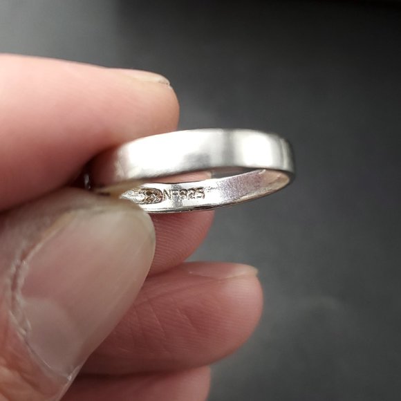 Size 6 Sterling Silver Blue Glass Gemstone Rustic Band Ring - Picture 3 of 6